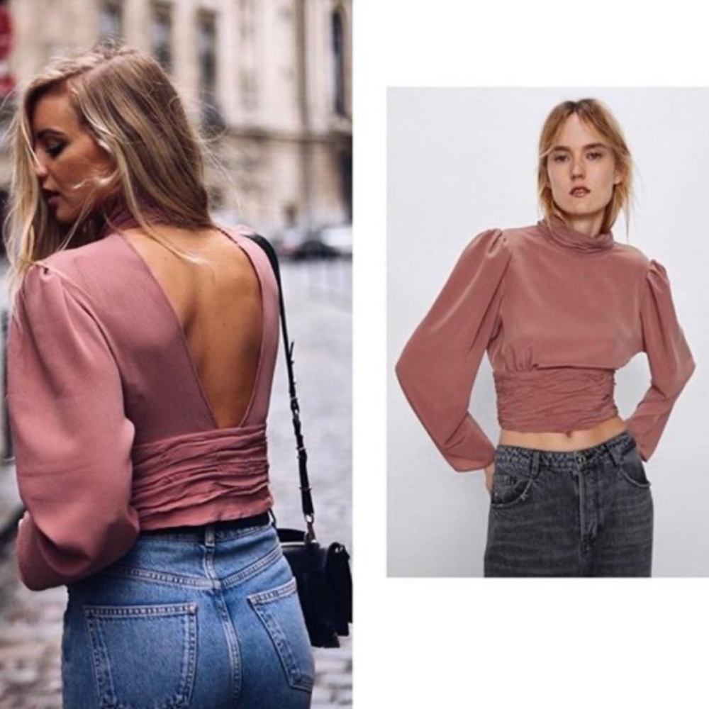 New without tags Zara back neckline crop top - dusty Rose Color